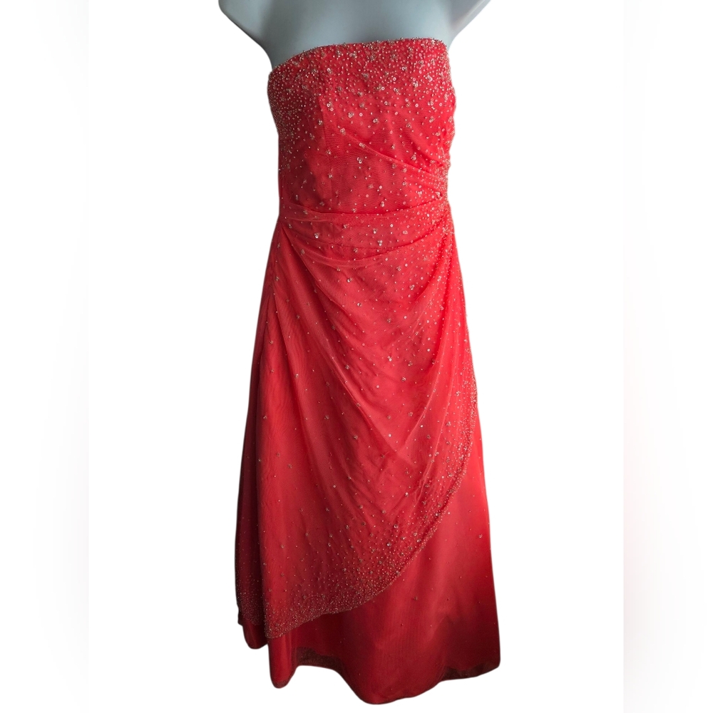 Morilee Pink/Coral Beaded Sequin Dress Size 2? - Picture 1 of 7